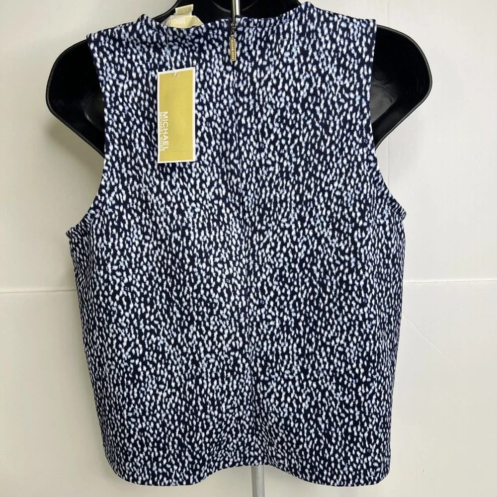 Michael Kors (MK)‎ Women's Printed Blue Tank Top Zipper Back Size Large~NWT